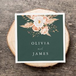 Servilleta De Papel Elegante Boda floral de Moda de Boho verde esmeral