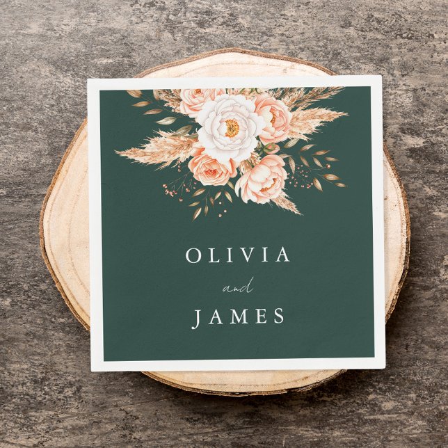 Servilleta De Papel Elegante Boda floral de Moda de Boho verde esmeral (Subido por el creador)