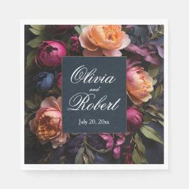 Servilleta De Papel Elegante Boda floral de moho rosa magenta rosa