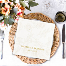 Elegante Boda floral de oro simple