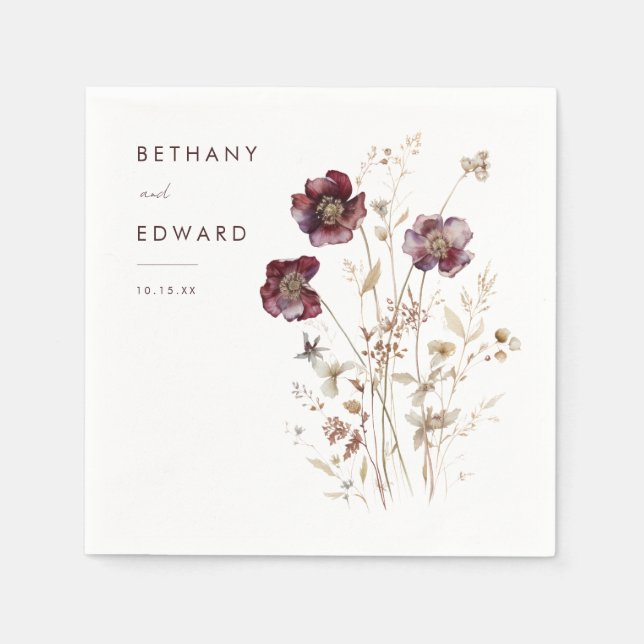 Servilleta De Papel Elegante Boda floral de otoño (Anverso)