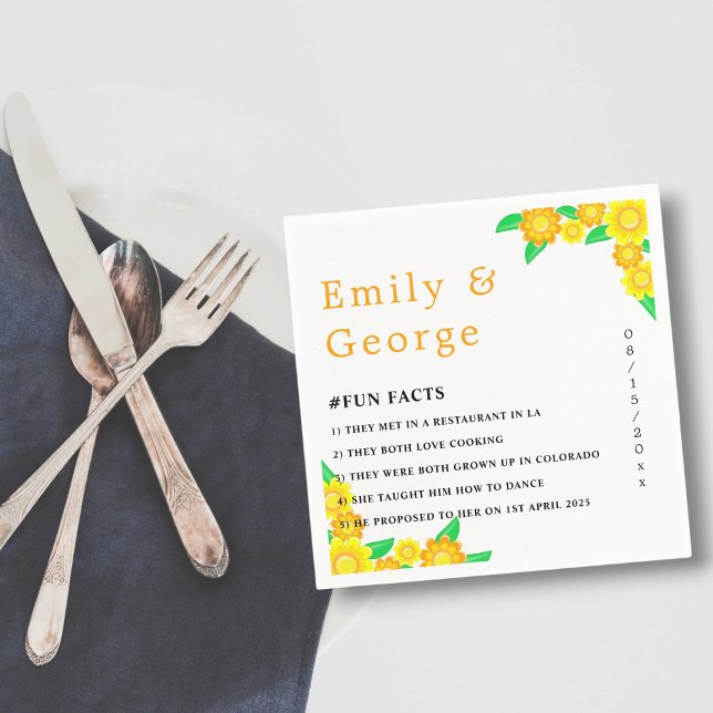 Servilleta De Papel Elegante Boda floral de verano de girasol rústico (Subido por el creador)