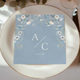 Servilleta De Papel Elegante Boda Floral Dusty Blue Flowers