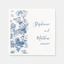 Servilleta De Papel Elegante Boda Floral Floral Blue
