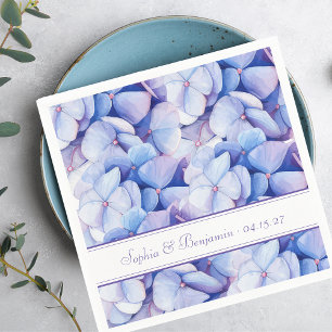 Servilleta De Papel Elegante Boda Floral Hydrangea Azul y Lavanda