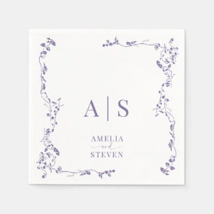 Servilleta De Papel Elegante Boda Floral Leaf Classic