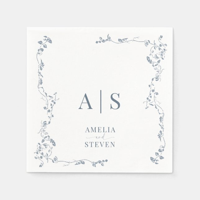 Servilleta De Papel Elegante Boda Floral Leaf Classic (Anverso)