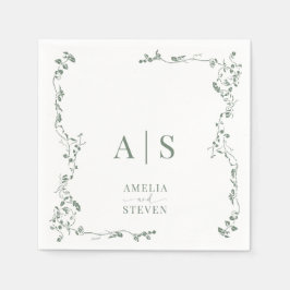 Servilleta De Papel Elegante Boda Floral Leaf Classic