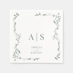 Servilleta De Papel Elegante Boda Floral Leaf Classic