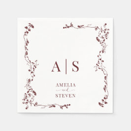 Servilleta De Papel Elegante Boda Floral Leaf Classic