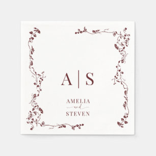 Servilleta De Papel Elegante Boda Floral Leaf Classic