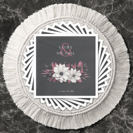 Servilleta De Papel Elegante Boda Floral Magenta Papel Napkin