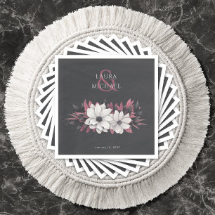 Servilleta De Papel Elegante Boda Floral Magenta Papel Napkin