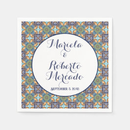 Servilleta De Papel Elegante Boda floral mexicano Talavera