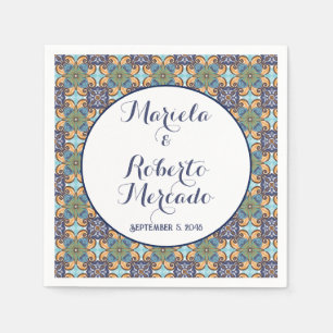 Servilleta De Papel Elegante Boda floral mexicano Talavera