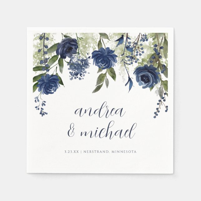 Servilleta De Papel Elegante Boda floral Napki (Anverso)