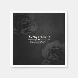Servilleta De Papel Elegante Boda floral negro vintage