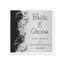Elegante Boda floral negro y plateado
