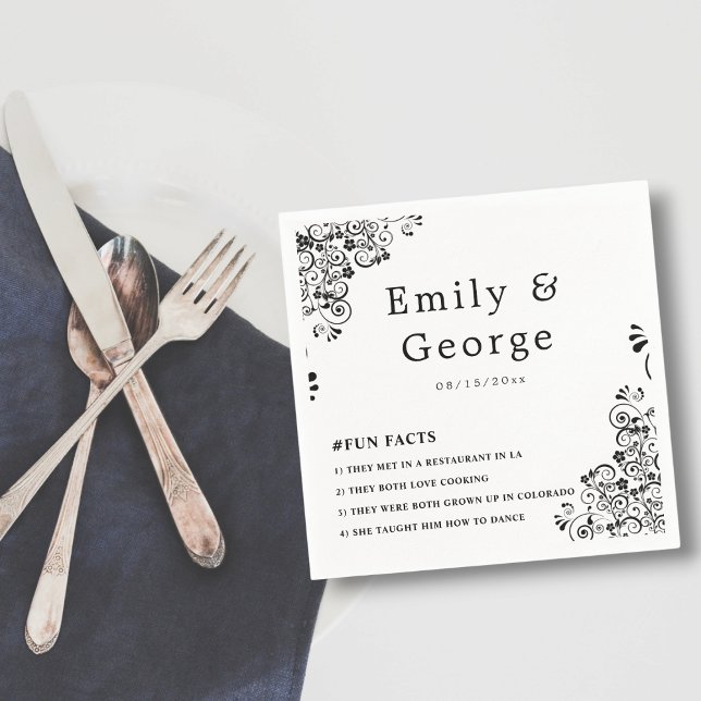 Servilleta De Papel Elegante Boda Floral Ornata Boho en Blanco y Negro (Subido por el creador)