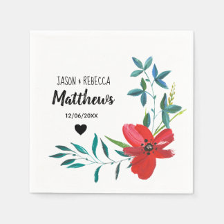 Servilleta De Papel Elegante boda floral personalizada moderna