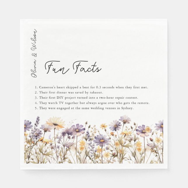 Servilleta De Papel Elegante Boda floral púrpura claro (Anverso)