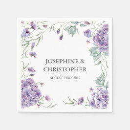 Servilleta De Papel Elegante Boda floral púrpura Hydrangea