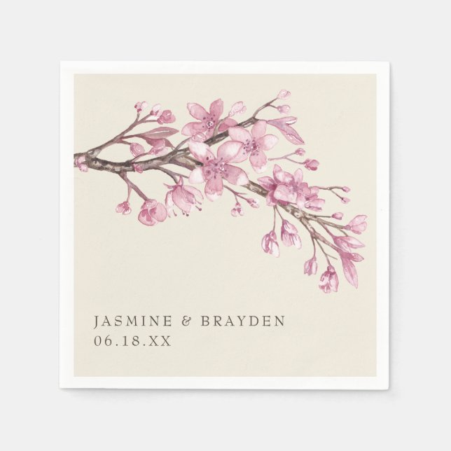 Servilleta De Papel Elegante Boda floral rosa (Anverso)