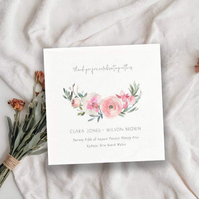 Servilleta De Papel Elegante Boda floral rosa rosa orquídea acuática (Subido por el creador)