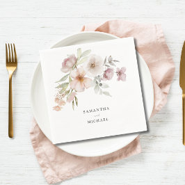 Servilleta De Papel Elegante Boda floral rosa Rubor