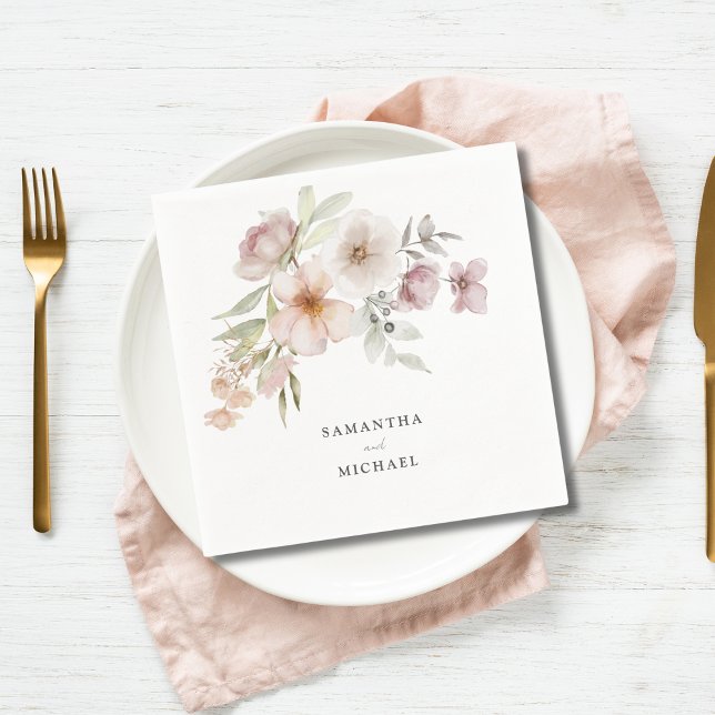Servilleta De Papel Elegante Boda floral rosa Rubor (Subido por el creador)