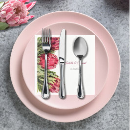 Servilleta De Papel Elegante Boda floral rosa tropical protésico