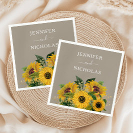 Servilleta De Papel Elegante Boda Floral Taupe