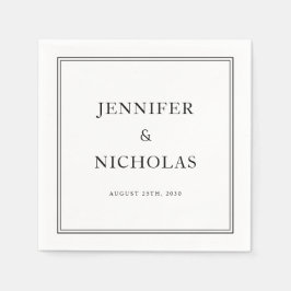 Servilleta De Papel Elegante Boda Formal Blanco Y Negro