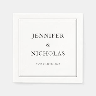 Servilleta De Papel Elegante Boda Formal Blanco Y Negro