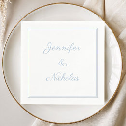 Servilleta De Papel Elegante boda formal de escritura en azul polvo