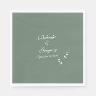 Servilleta De Papel Elegante Boda formal de escritura verde salada