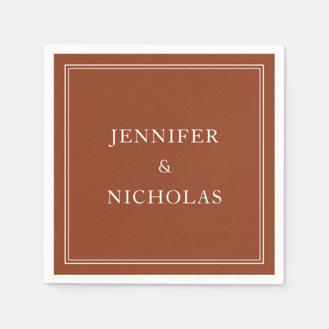 Servilleta De Papel Elegante Boda formal de Terracota (Anverso)