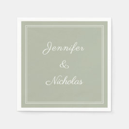 Servilleta De Papel Elegante Boda Formal de Tinta Verde Script