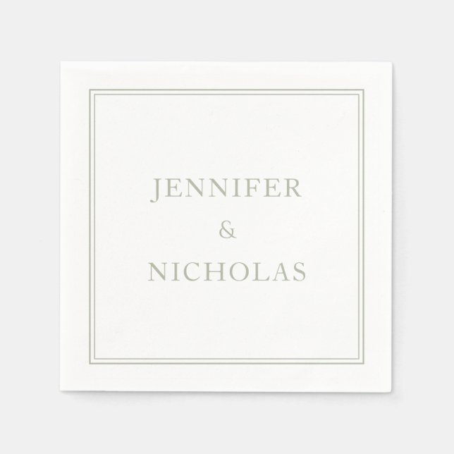 Servilleta De Papel Elegante Boda formal Sage Green (Anverso)