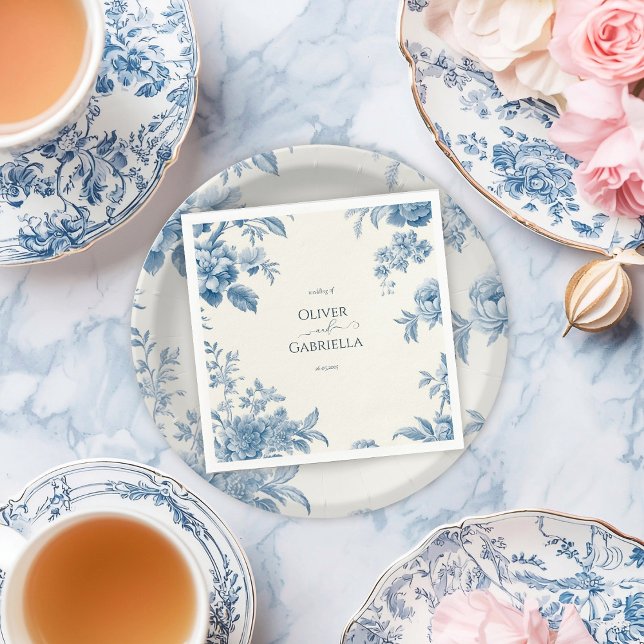 Servilleta De Papel Elegante Boda francés de tela azul floral (Subido por el creador)
