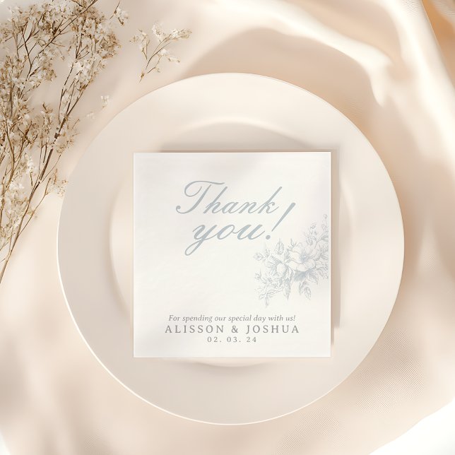Servilleta De Papel Elegante Boda francés Floral Blue Toile (Subido por el creador)