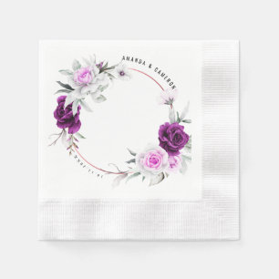 Servilleta De Papel Elegante Boda Geométrico Rústico Morado Rubor