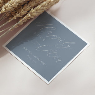 Servilleta De Papel Elegante Boda Gris de pizarra con guión plateado