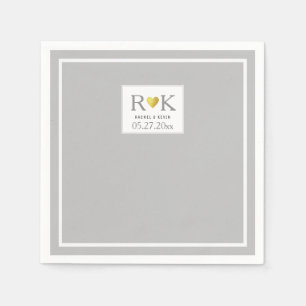 Servilleta De Papel Elegante Boda Gris Monogramado