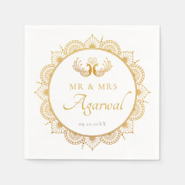 Servilleta De Papel Elegante Boda indio del patrón oro