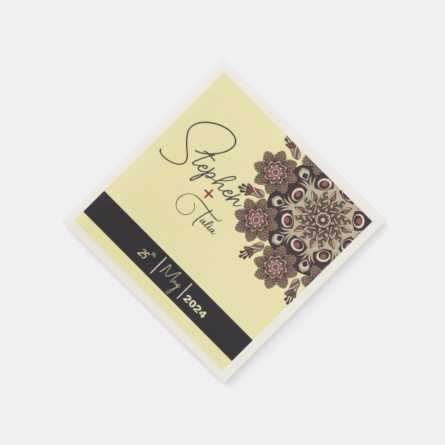 Servilleta De Papel Elegante Boda inspirado en Mandala (Borde)