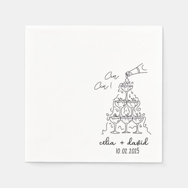 Servilleta De Papel Elegante Boda italiano Cin Cin (Anverso)