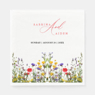 Servilleta De Papel Elegante Boda Jardín con Floral Salvaje