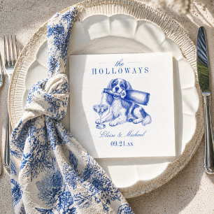Servilleta De Papel Elegante Boda King Cavalier con Chinoiserie Azul