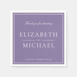 Servilleta De Papel Elegante Boda Lilac Lavender Classic Script